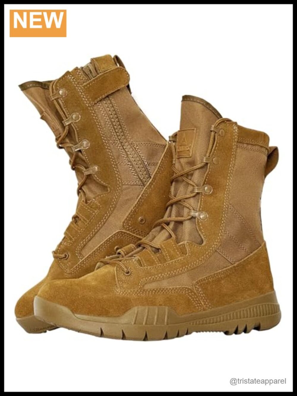 Men's Military Tactical Work Boots Suede Leather Side Zipper Combat